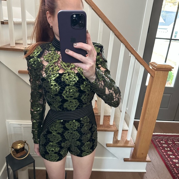 ZHIVAGO Mokai Sequin-Embroidered Lace Playsuit - Picture 5 of 5